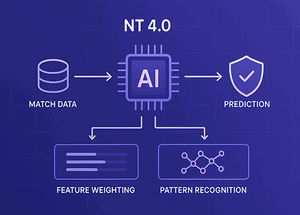 Diagramă care arată cum modelul nostru AI analizează meciurile de tenis folosind indicatori ajustați la suprafață și modele de formă ale jucătorilor