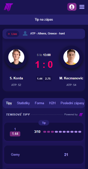 TennisPredictions.ai snímek obrazovky 1