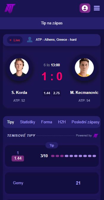 TennisPredictions.ai snímek obrazovky 1