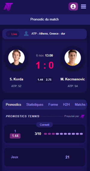 TennisPredictions.ai capture d’écran 1