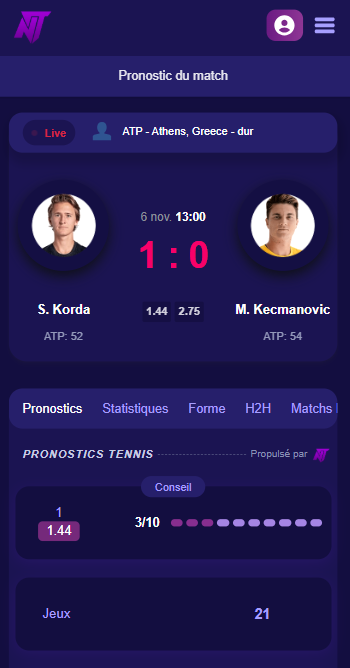 TennisPredictions.ai capture d’écran 1