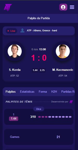 TennisPredictions.ai captura de tela 1