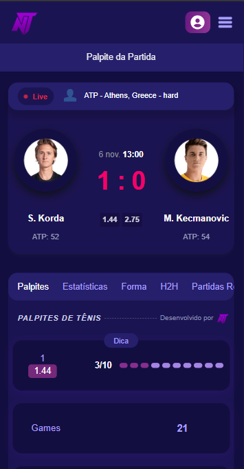 TennisPredictions.ai captura de tela 1