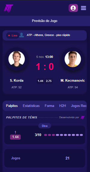 TennisPredictions.ai captura de ecrã 1