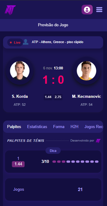 TennisPredictions.ai captura de ecrã 1